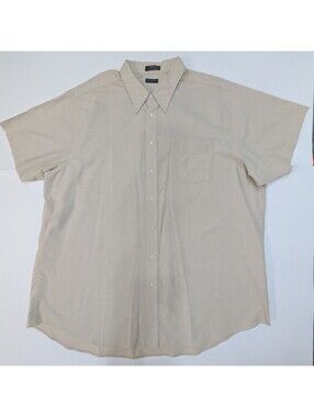 Covington Button Up Shirt Beige Mens Size 3XL Short Sleeve Wrinkle Resistant